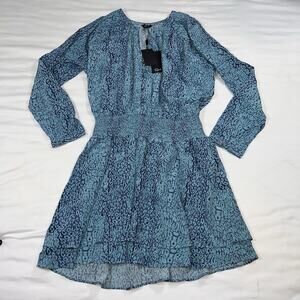 Rails Dress Size XL Blue Jasmine Jewel Cheetah Print Tiered Smocked Waist NWT